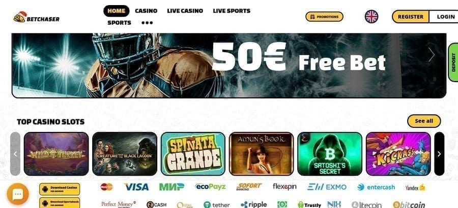 Обзор BetChaser Casino: € 500 в бонусах + 300 бесплатных вращений