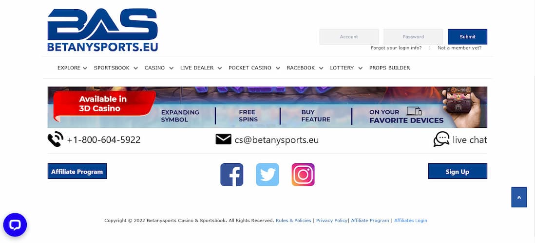 BetAnySports Betting Platform and Casino